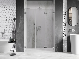 Mexen Lunar-F L vouwdeur douche rechts 140 cm, transparant, chroom - 836SL-140-050-01-00-P