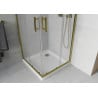 Mexen Rio kabina prysznicowa kwadratowa 90 x 90 cm, szron, złota + brodzik Flat, biały - 860-090-090-50-30-4010G