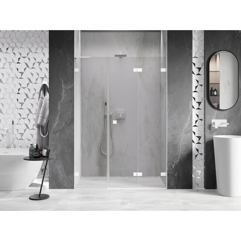 Mexen Lunar-F L folding shower door right 115 cm, transparent, white - 836SL-115-050-20-00-P