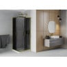 Mexen Rio quadratische Duschkabine 80 x 80 cm, Grafit, Gold + Flat Duschwanne, Weiß - 860-080-080-50-40-4010G