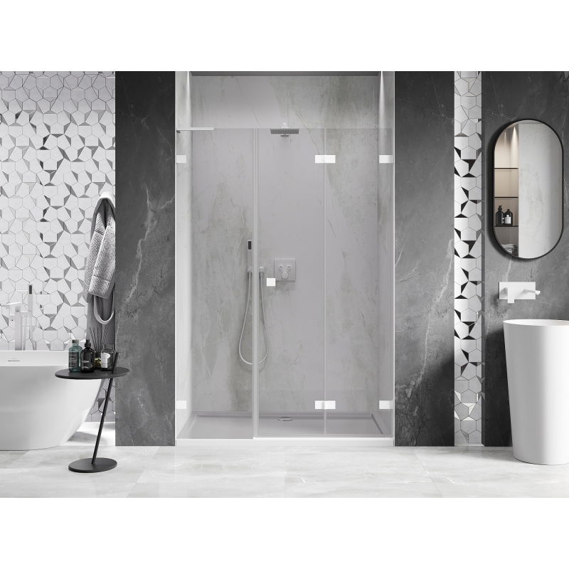 Mexen Lunar-F L vouwdeuren voor douche, rechts, 125 cm, transparant, wit - 836SL-125-050-20-00-P