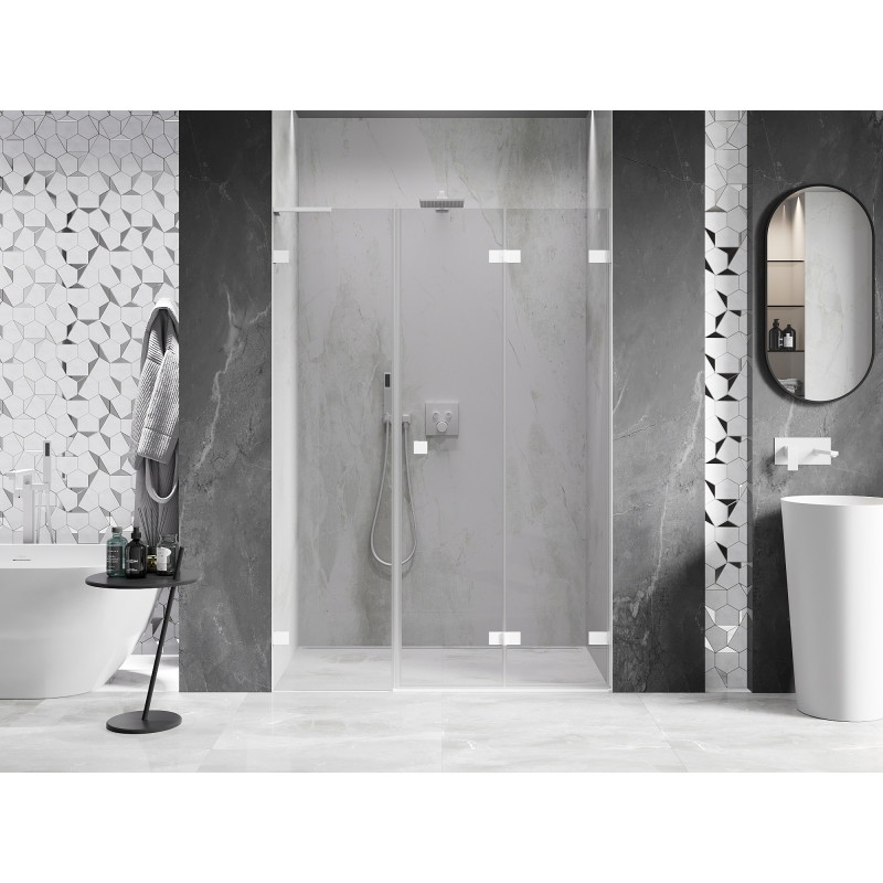 Mexen Lunar-F L drzwi prysznicowe składane prawe 145 cm, transparent, białe - 836SL-145-050-20-00-P