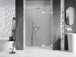 Mexen Lunar-F L portas de chuveiro dobráveis à direita 145 cm, transparente, branco - 836SL-145-050-20-00-P