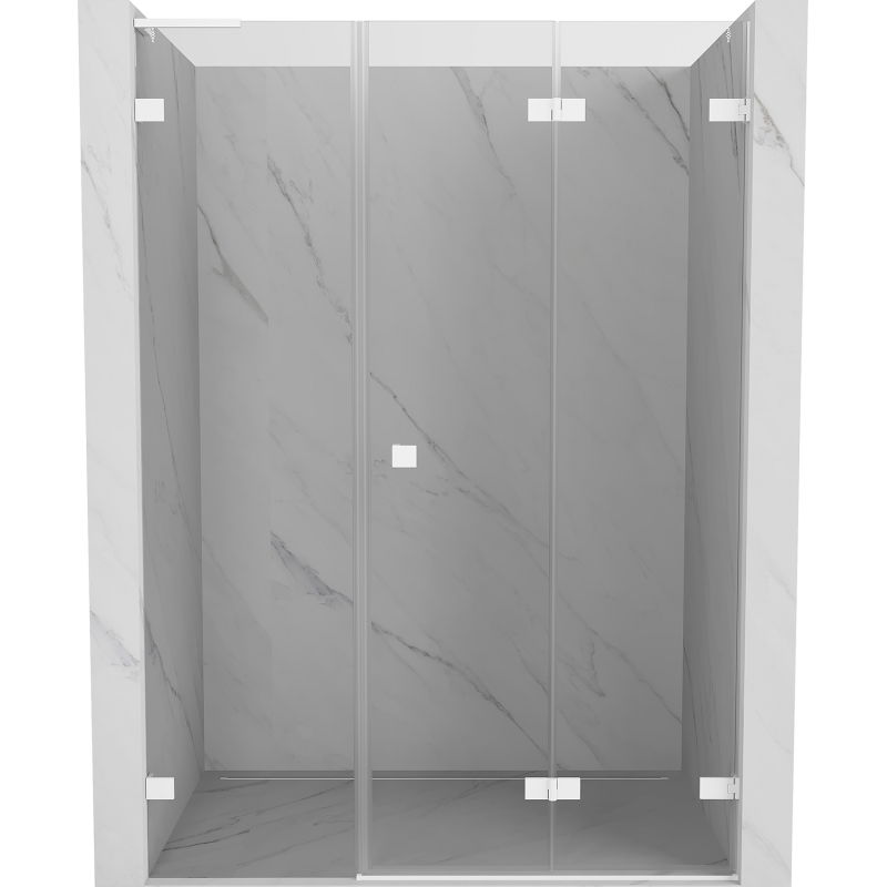 Mexen Lunar-F L Faltbare Duschabtrennung rechts 150 cm, transparent, weiß - 836SL-150-050-20-00-P