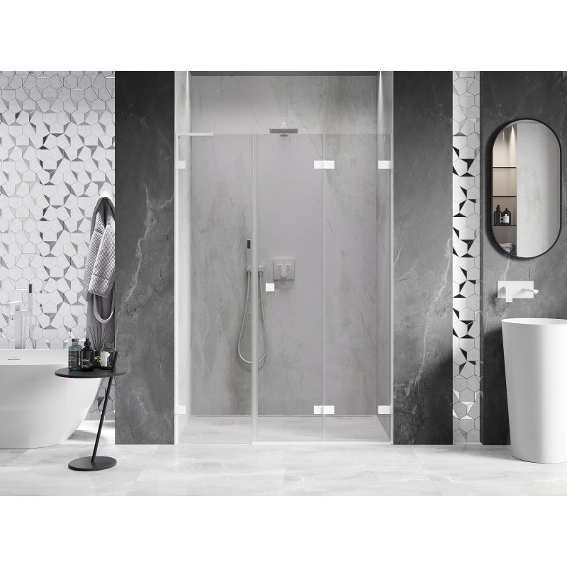 Mexen Lunar-F L puerta de ducha plegable derecha 150 cm, transparente, blanca - 836SL-150-050-20-00-P