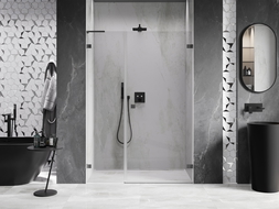 Mexen Lunar-B L porte de douche battante droite 120 cm, transparent, métal fusil - 832SL-120-050-95-00-P