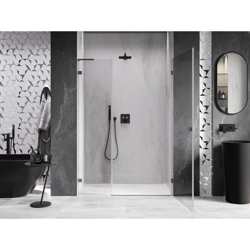 Mexen Lunar-B L draaideur douche rechts 120 cm, transparant, kanonnenmetaal - 832SL-120-050-95-00-P
