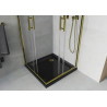 Mexen Rio cabine de douche carrée 80 x 80 cm, transparente, or + receveur Flat, noir - 860-080-080-50-00-4070G
