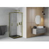 Mexen Rio quadratische Duschkabine 80 x 80 cm, transparent, golden + Duschwanne Flat, schwarz - 860-080-080-50-00-4070G