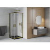 Mexen Rio cabine de douche carrée 90 x 90 cm, transparente, dorée + receveur plat, noir - 860-090-090-50-00-4070G