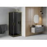 Mexen Rio quadratische Duschkabine 80 x 80 cm, grafit, gold + Flat Duschwanne, schwarz- 860-080-080-50-40-4070G