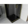 Mexen Rio quadratische Duschkabine 80 x 80 cm, grafit, gold + Flat Duschwanne, schwarz- 860-080-080-50-40-4070G