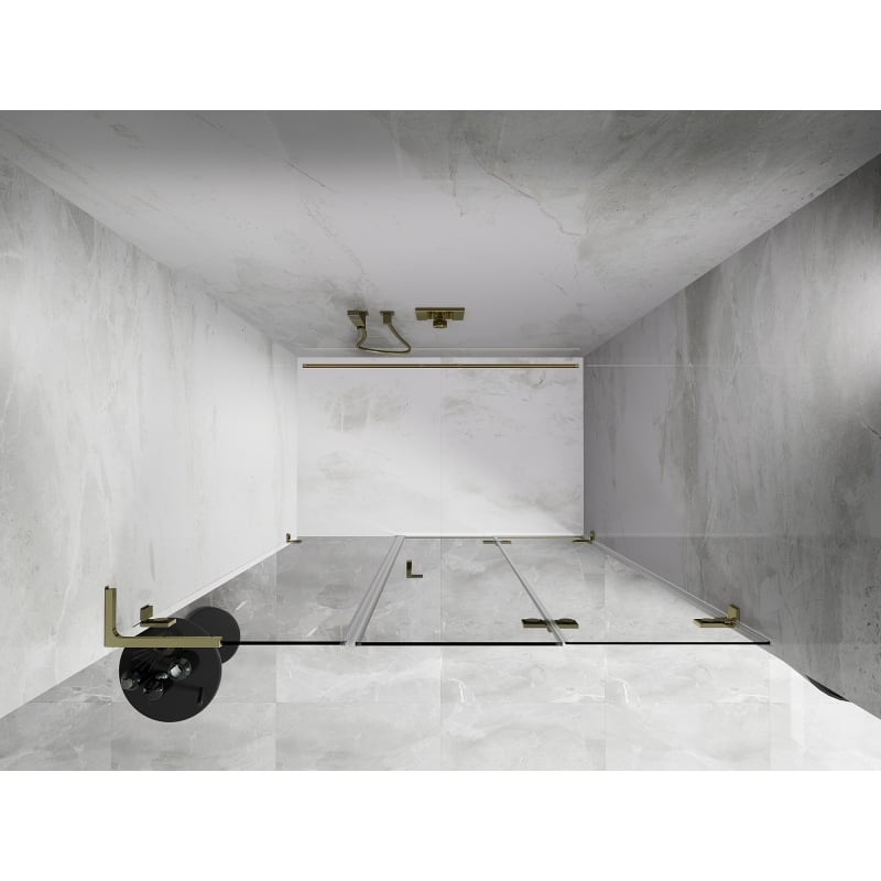 Mexen Lunar-F L folding shower door right 130 cm, transparent, gold - 836SL-130-050-50-00-P