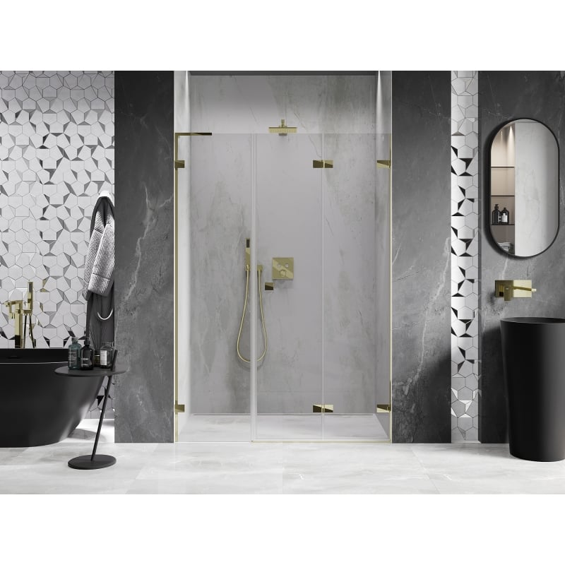 Mexen Lunar-F L puerta de ducha plegable derecha 150 cm, transparente, dorado - 836SL-150-050-50-00-P