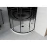 Cabine de douche semi-circulaire Mexen Rio 80 x 80 cm, bandes noires, noir + receveur de douche plat, blanc - 863-080-080-70-20?