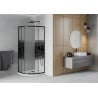 Cabine de douche semi-circulaire Mexen Rio 80 x 80 cm, bandes noires, noir + receveur de douche plat, blanc - 863-080-080-70-20?