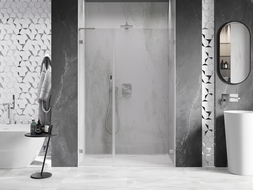 Porte de douche pivotante droite Mexen Lunar-B L 140 cm, transparente, nickel brossé - 832SL-140-050-97-00-P