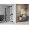Mexen Rio cabina de ducha semicircular 90 x 90 cm, escarcha, negro + plato de ducha Flat, blanco - 863-090-090-70-30-4110B
