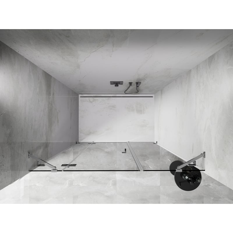 Mexen Lunar porte de douche pivotante gauche 125 cm, transparent, chrome - 834S-125-050-01-00-L