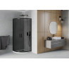 Mexen Rio halfronde douchecabine 80 x 80 cm, grafiet, zwart + Flat douchebak, wit - 863-080-080-70-40-4110B