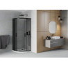 Mexen Rio halfronde douchecabine 80 x 80 cm, grafiet, zwart + Flat douchebak, wit - 863-080-080-70-40-4110B