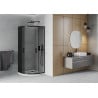 Mexen Rio cabina doccia semicircolare 90 x 90 cm, grafite, nero + piatto doccia Flat, bianco - 863-090-090-70-40-4110B