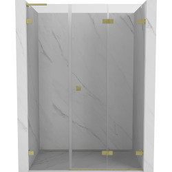 Mexen Lunar-F L drzwi prysznicowe składane prawe 130 cm, transparent, złote szczotkowane - 836SL-130-050-55-00-P