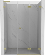Mexen Lunar-F L preklopna desna tuš vrata 130 cm, prozirna, četkano zlatna - 836SL-130-050-55-00-P
