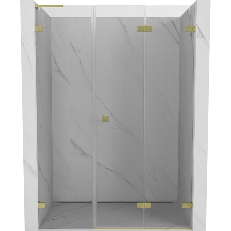 Mexen Lunar-F L folding shower door right side 135 cm, transparent, brushed gold - 836SL-135-050-55-00-P