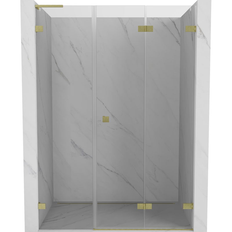 Mexen Lunar-F L faltbare Duschkabinentür rechts 140 cm, transparent, gold gebürstet - 836SL-140-050-55-00-P