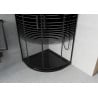 Mexen Rio cabine de douche semi-circulaire 80 x 80 cm, bandes noires, noir + receveur de douche Flat, noir - 863-080-080-70-20-?