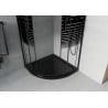 Mexen Rio cabine de douche semi-circulaire 80 x 80 cm, bandes noires, noir + receveur de douche Flat, noir - 863-080-080-70-20-?