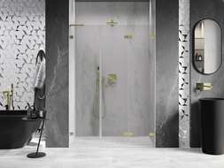 Mexen Lunar-F L porte de douche pliante droite 150 cm, transparent, or brossé - 836SL-150-050-55-00-P