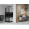 Mexen Rio cabine de douche semi-circulaire 80 x 80 cm, bandes noires, noir + receveur de douche Flat, noir - 863-080-080-70-20-?