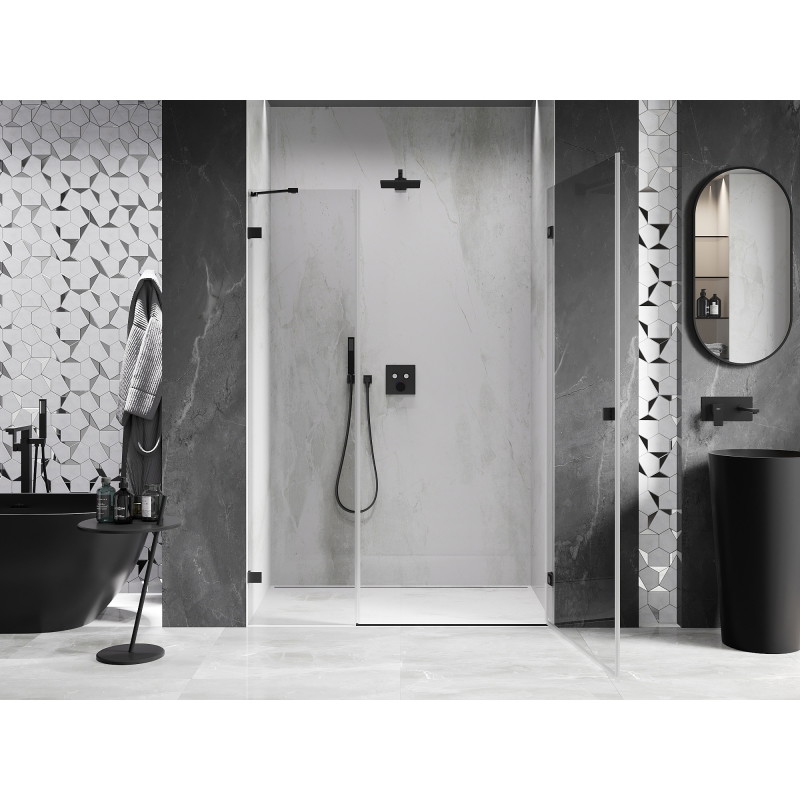 Mexeni Lunar-B dušinurga uksed avanemiseks paremal 130 cm, läbipaistev, must - 832S-130-050-70-00-P