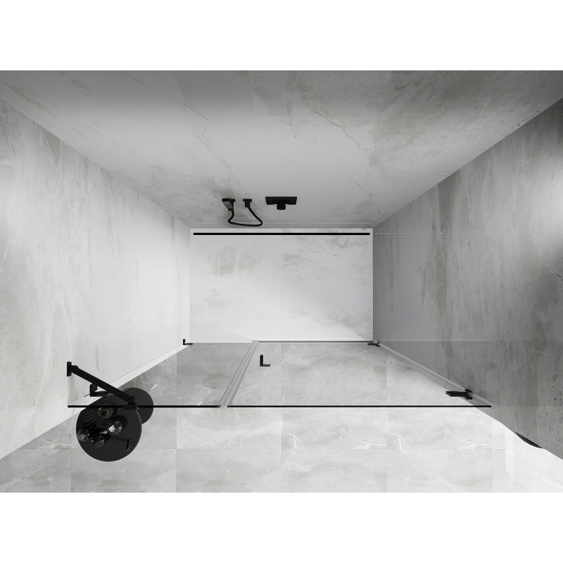 Mexeni Lunar-B dušinurga uksed avanemiseks paremal 130 cm, läbipaistev, must - 832S-130-050-70-00-P