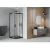 Mexen Rio halfronde douchecabine 90 x 90 cm, matglas, zwart + Flat douchebak, zwart - 863-090-090-70-30-4170B