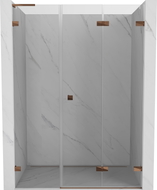 Mexen Lunar-F L preklopna desna tuš vrata 145 cm, prozirna, ružičasto zlato - 836SL-145-050-60-00-P