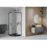 Mexen Rio halfronde douchecabine 90 x 90 cm, matglas, zwart + Flat douchebak, zwart - 863-090-090-70-30-4170B