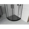 Mexen Rio Duschkabine halbrund 90 x 90 cm, matt, schwarz + Flat Duschwanne, schwarz - 863-090-090-70-30-4170B