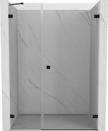 Mexen Lunar-B desna preklopna tuš vrata 145 cm, prozirna, crna - 832S-145-050-70-00-P