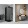 Mexen Rio Duschkabine halbrund 80 x 80 cm, Grafit, Schwarz + Duschwanne Flat, Schwarz 863-080-080-70-40-4170B