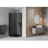 Mexen Rio Duschkabine halbrund 80 x 80 cm, Grafit, Schwarz + Duschwanne Flat, Schwarz 863-080-080-70-40-4170B