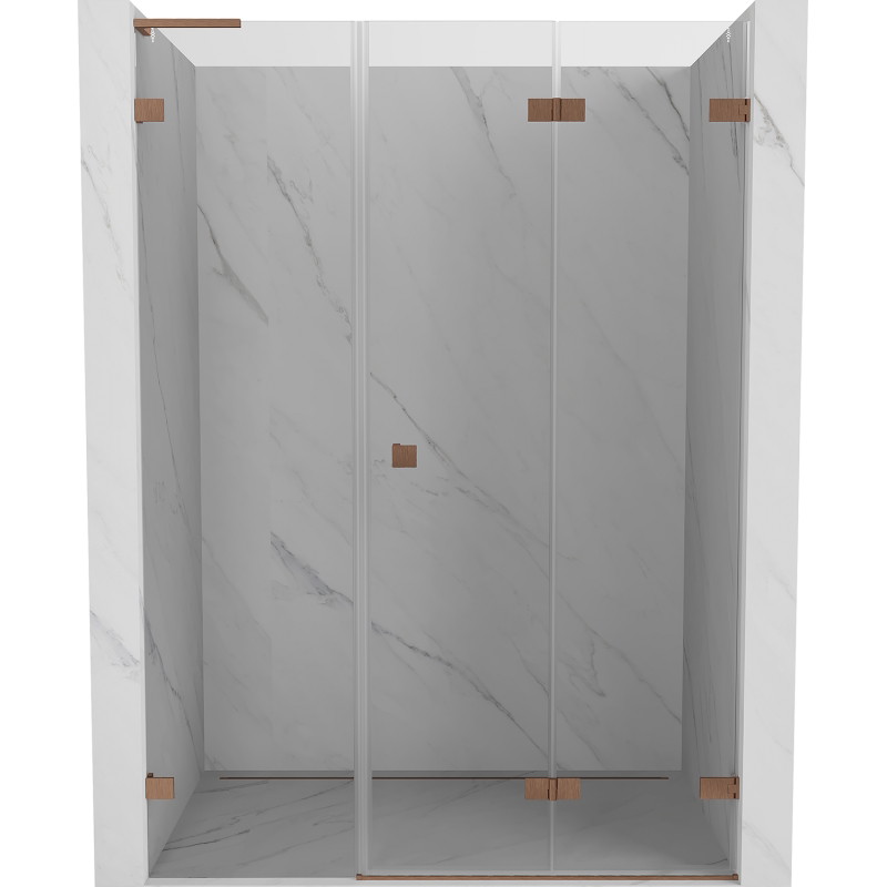 Mexen Lunar-F L drzwi prysznicowe składane prawe 120 cm, transparent, miedź szczotkowana - 836SL-120-050-65-00-P