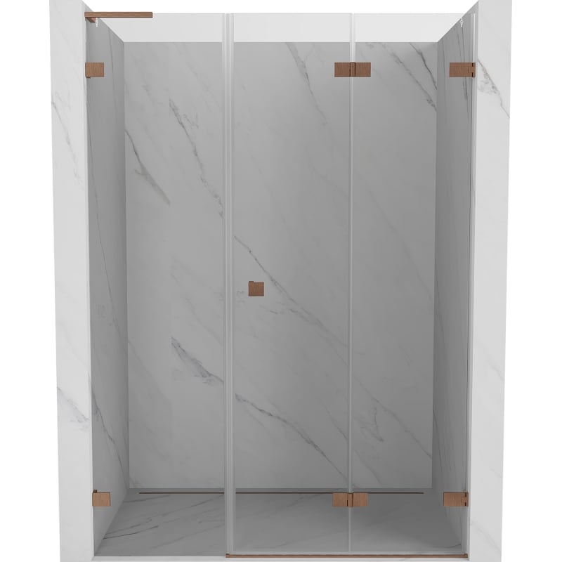 Mexen Lunar-F L drzwi prysznicowe składane prawe 130 cm, transparent, miedź szczotkowana - 836SL-130-050-65-00-P
