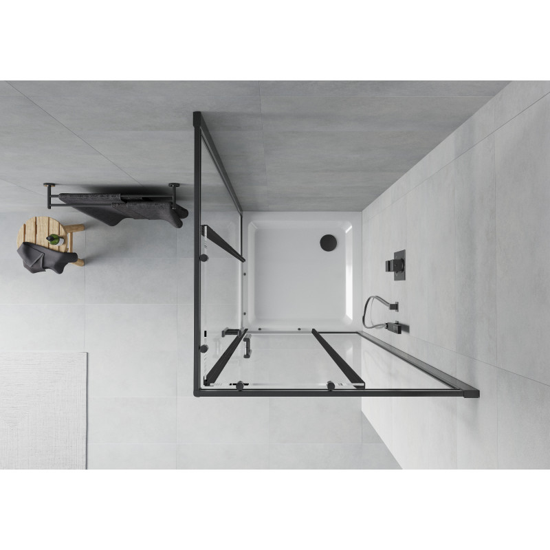 Mexen Rio Quadratische Duschkabine 70 x 70 cm, transparent, schwarz + Duschwanne Flat, weiß - 860-070-070-70-00-4010B