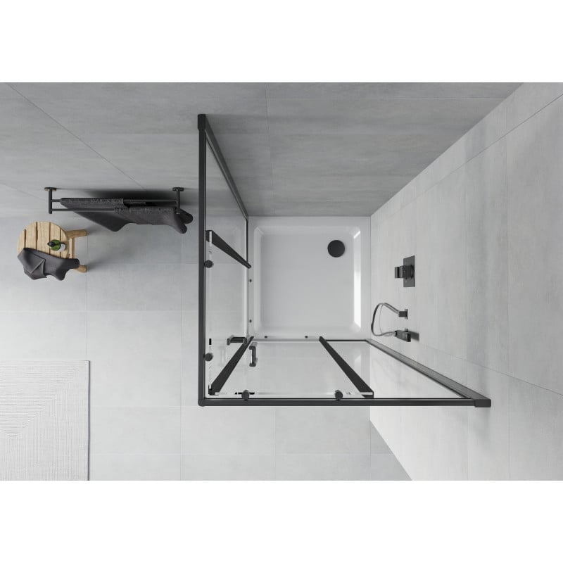 Mexen Rio square shower enclosure 70 x 70 cm, transparent, black + Flat tray, white - 860-070-070-70-00-4010B
