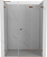 Mexen Lunar-F L vouwdeur douche rechts 140 cm, transparant, geborsteld koper - 836SL-140-050-65-00-P
