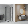 Mexen Rio cabine de douche carrée 80 x 80 cm, transparente, noire + bac à douche plat, blanc - 860-080-080-70-00-4010B