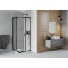 Mexen Rio quadratische Duschkabine 80 x 80 cm, transparent, schwarz + Duschwanne Flat, weiß - 860-080-080-70-00-4010B